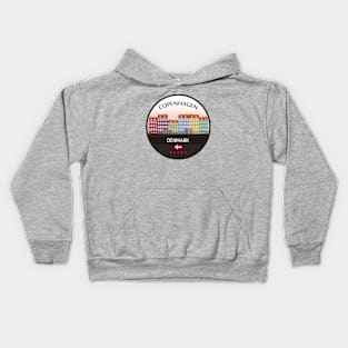 Copenhagen city with denmark flag Kids Hoodie